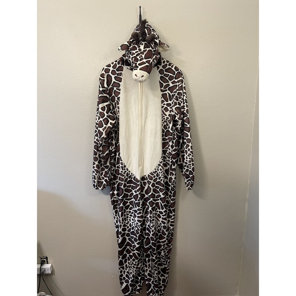 Adult Giraffe Costume One Piece Zip Up Cozy Halloween Size S EUC